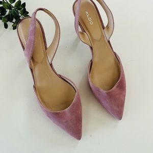 Aldo pink suede sling back kitten heels 8.5